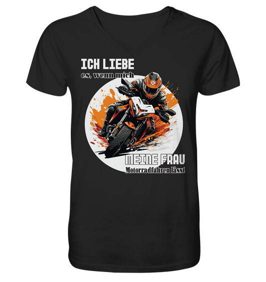 Ich liebe meine Frau - lustiger Biker Spruch  - Herrn V-Neck Shirt