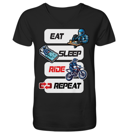 Eat Sleep Ride Repeat  - lustiger Biker Spruch Motocross - Herrn V-Neck Shirt