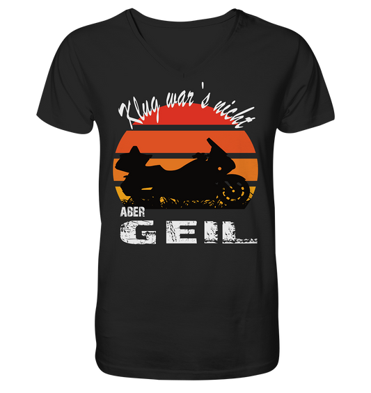 Goldwinger Spruch - Klug war`s nicht aber geil - Herrn V-Neck Shirt
