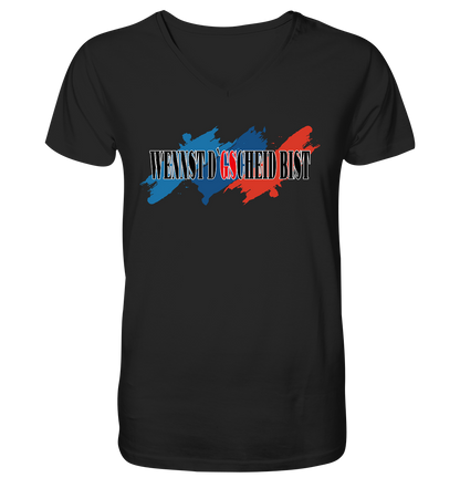 wennst GScheit bist - Spruch für bayrische Adventure Biker 3-farbig - Herrn V-Neck Shirt