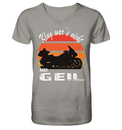 Goldwinger Spruch - Klug war`s nicht aber geil - Herrn V-Neck Shirt