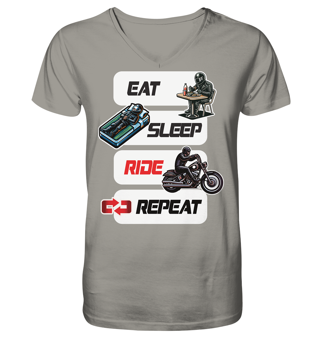 Eat Sleep Ride Repeat  - lustiger Biker Spruch Chopper - Herrn V-Neck Shirt