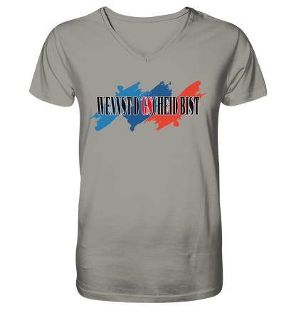 wennst GScheit bist - Spruch für bayrische Adventure Biker 3-farbig - Herrn V-Neck Shirt
