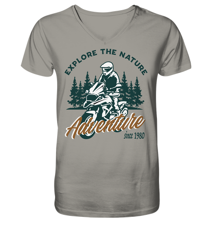 Explore the Nature - Adventure Bike 1980 - Herrn V-Neck Shirt