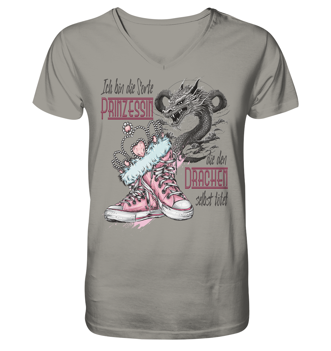 Prinzessin - die den Drachen selbst tötet - Herrn V-Neck Shirt
