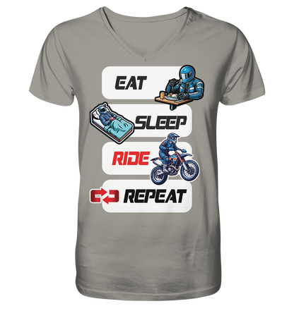 Eat Sleep Ride Repeat  - lustiger Biker Spruch Motocross - Herrn V-Neck Shirt