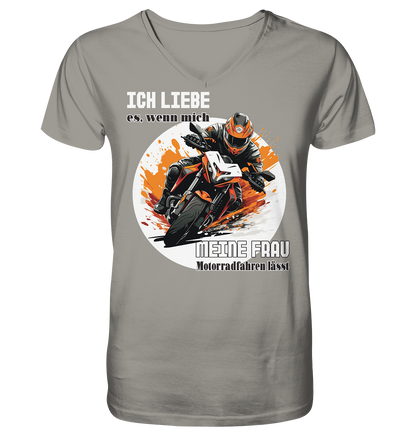 Ich liebe meine Frau - lustiger Biker Spruch  - Herrn V-Neck Shirt
