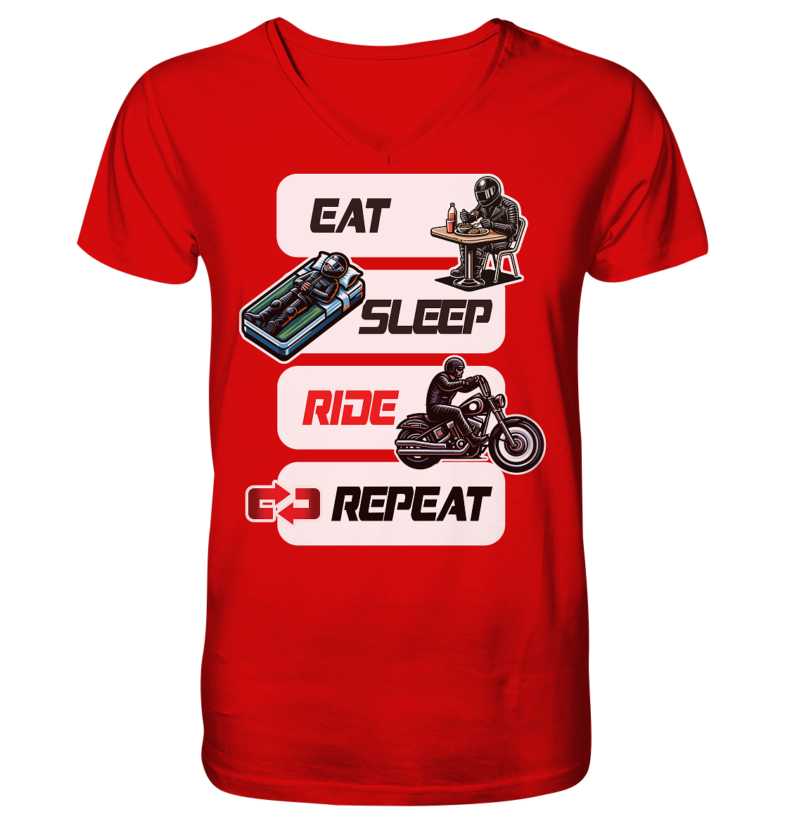 Eat Sleep Ride Repeat  - lustiger Biker Spruch Chopper - Herrn V-Neck Shirt