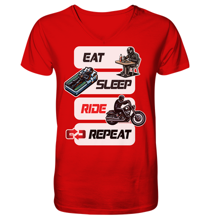 Eat Sleep Ride Repeat  - lustiger Biker Spruch Chopper - Herrn V-Neck Shirt