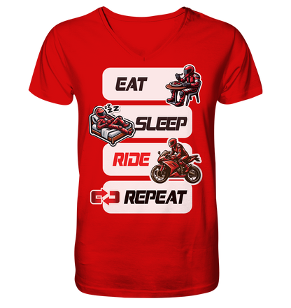 Eat Sleep Ride Repeat  - lustiger Biker Spruch - Herrn V-Neck Shirt