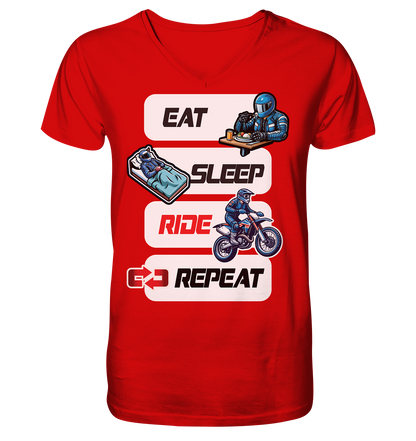 Eat Sleep Ride Repeat  - lustiger Biker Spruch Motocross - Herrn V-Neck Shirt