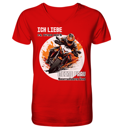 Ich liebe meine Frau - lustiger Biker Spruch  - Herrn V-Neck Shirt