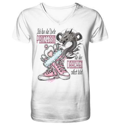 Prinzessin - die den Drachen selbst tötet - Herrn V-Neck Shirt