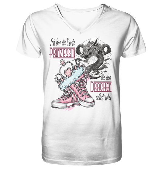 Prinzessin - die den Drachen selbst tötet - Herrn V-Neck Shirt