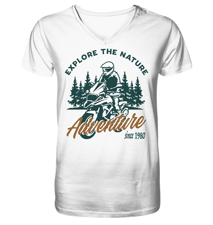Explore the Nature - Adventure Bike 1980 - Herrn V-Neck Shirt