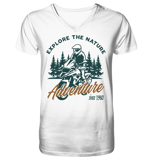 Explore the Nature - Adventure Bike 1980 - Herrn V-Neck Shirt